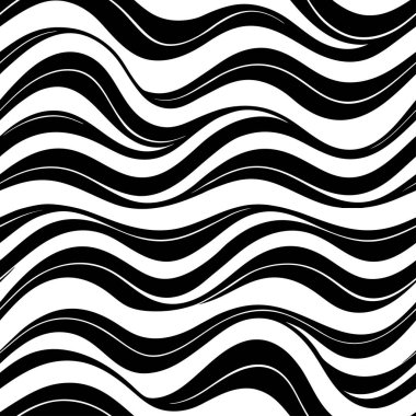 Akıcı, minimalist tarzda asimetrik kıvrımlar içeren kusursuz siyah ve beyaz su dalgaları derinlik için ince gölgelendirme ile sakin bir hareket hissi uyandırıyor. Dekor, tekstil ve dijital arkaplan için mükemmel.