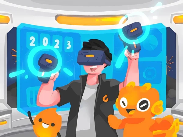 2023 yılının başlamasını bekliyorlar, animasyon karakterleri. resimleme.