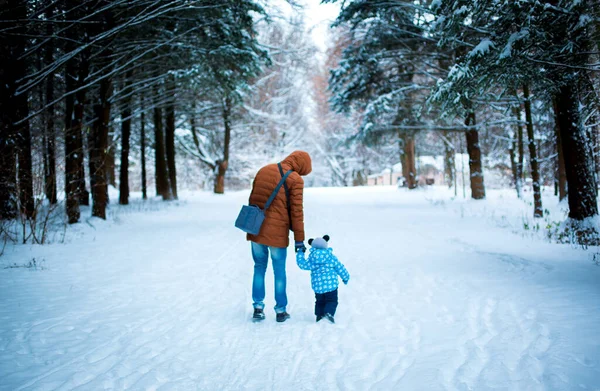 Two boys are walking in a snowy park and are looking for Santa