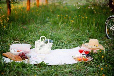 Çimenlerin üzerinde Parkta piknik