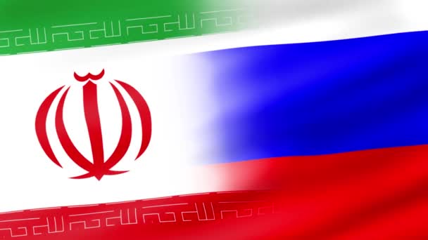 Iran Russia Flag Wave Loop Waving Wind Realistic Iran Russia — Vídeo de stock