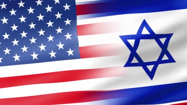 United States America Israel Flag Wave Loop Waving Wind — Stock Video