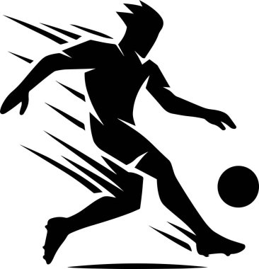 Hızlı hareket ve yoğunluğu vurgulayan hız çizgileri ile topa doğru koşan bir futbolcunun silüet vektörünü stilize ettim. Spor posterleri, futbol hız tatbikatları, eğitim içeriği ve eylem odaklı grafik tasarım için ideal.