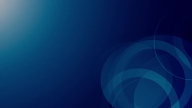 Gradyan mavi soyut arkaplan sağ tarafta şeffaf üst üste binen daireler eğriler ve katmanlı geometriyle temiz ve modern bir kompozisyon oluşturuyor.