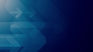 Mavi soyut arkaplan çoklu katmanlı sağ işaret eden oklar, şeffaflık efektleri ve gradyanlar, ileri hareket ve yönü sembolize ediyor.