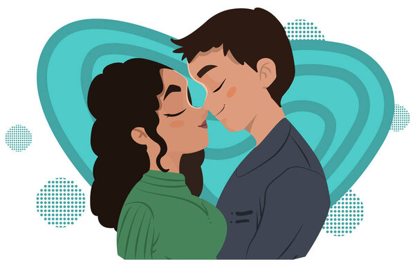 День святого Валентина концепт-баннер с парами, подарочная коробка, цветы и много сердец.