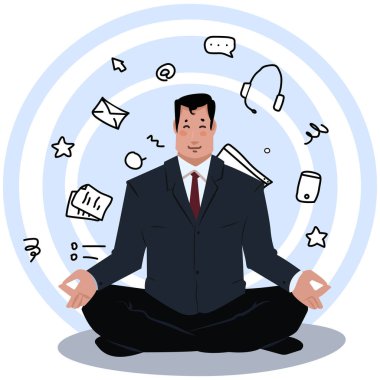 Business meeting, conference call with business team online, telecommuting, remote work and business communications concept illustration