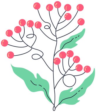 Bu, yapraklı bir saksının içindeki çiçeklerin bir çizimi. Çiçekli ve yapraklı bir dalın el çizimi çizimi çizimi.