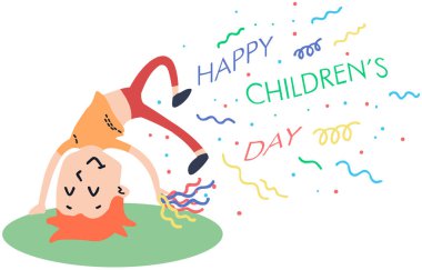 Küçük tatlı kız ve kediyle doğum günün kutlu olsun