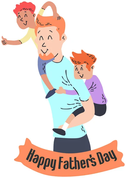 Illustration Vectorielle Père Dessin Animé Avec Bébé — Image vectorielle