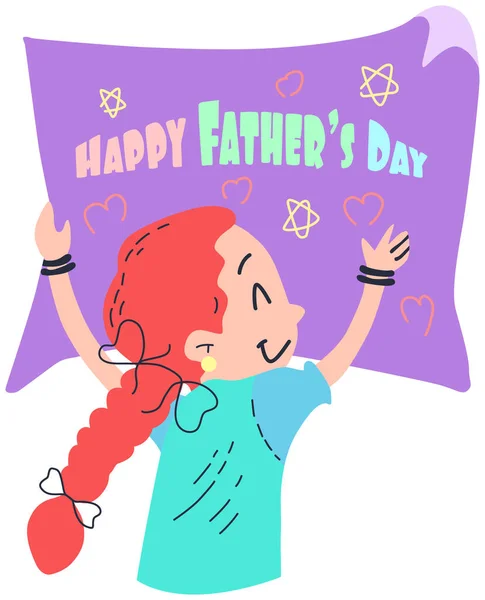 Heureux Père Fille Avec Des Ballons Vectoriel Illustration Design — Image vectorielle