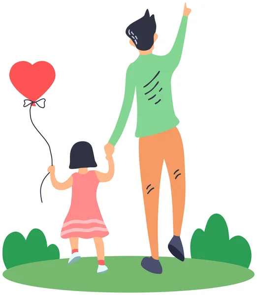 Glückliche Mutter Und Tochter Mit Luftballons — Stockvektor