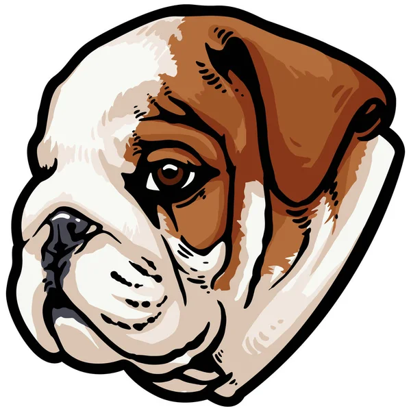 Roztomilý Pes Zvířecí Tvář Vektorová Ilustrace Bull Dog — Stockový vektor