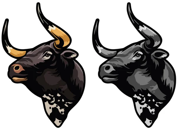 Cabeza Toro Cuernos — Vector de stock