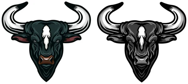 Cabeza Toro Con Cuernos Cuernos — Vector de stock
