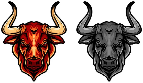 Bull Face Bull Heads — Stock Vector