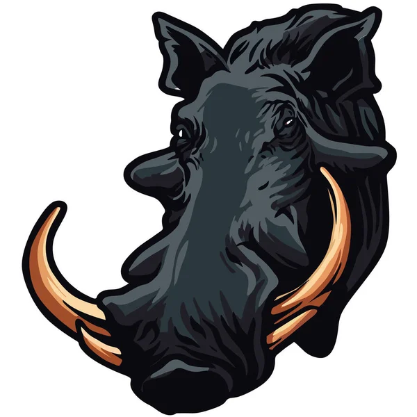 Toro Negro Con Cuernos — Vector de stock