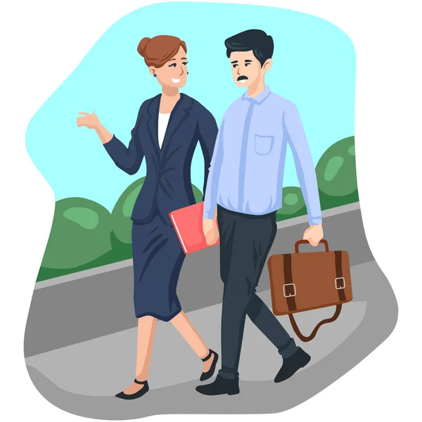 business people and work. businessman and woman in a suit. vector illustration