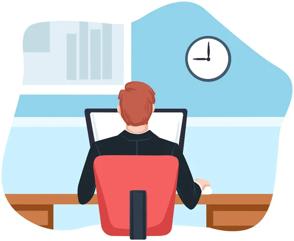 Businessman Sitting Office Vector Illustration — Stock Vector