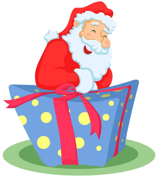 Καρτούν Άγιος Βασίλης Κάθεται Ένα Σάκο Δώρα — Διανυσματικό Αρχείο