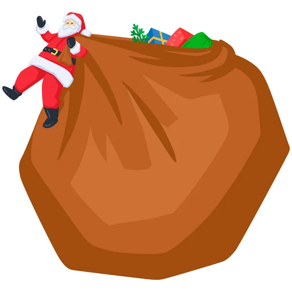 Père Noël Avec Sac — Image vectorielle