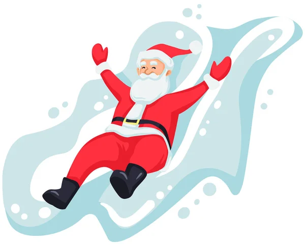 Άγιος Βασίλης Πηδάει Μέσα Στο Χιόνι — Διανυσματικό Αρχείο