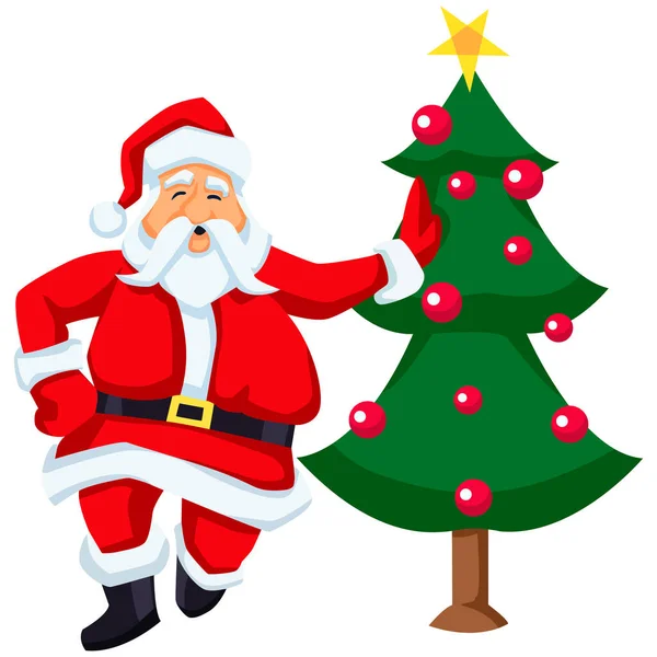 Άγιος Βασίλης Χριστουγεννιάτικο Δέντρο — Διανυσματικό Αρχείο
