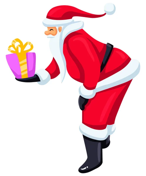 Άγιος Βασίλης Κρατάει Δώρο Εικονογράφηση Φορέα Κινουμένων Σχεδίων Άγιος Βασίλης — Διανυσματικό Αρχείο