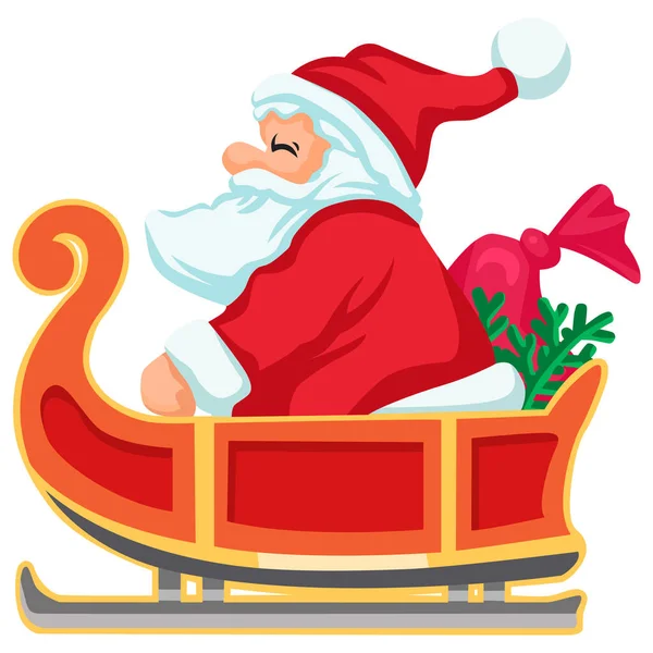 Άγιος Βασίλης Καβαλάει Έλκηθρο Εικονογράφηση Διανύσματος — Διανυσματικό Αρχείο