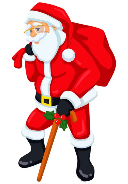Διάνυσμα Χαρακτήρα Santa Claus Μια Τσάντα Δώρα — Διανυσματικό Αρχείο
