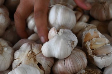 Garlic sold in Aceh traditional markets.