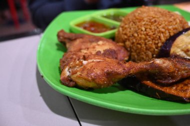 fried chicken side dish fried rice.