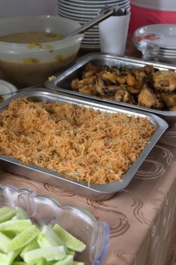 some food served on the table.