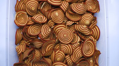 Kue kuping gajah,elephant ear snacks typical Indonesian food, elephant ear cakes made from wheat flour and tapioca flour