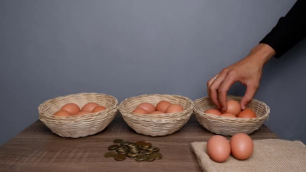 Não Coloque Todos Seus Ovos Conceito Cesto Ovos Uma Cesta — Vídeo de Stock