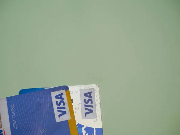 Visa Kartı Ana Kart Izole Edilmiş Yeşil Arka Plan Elektonoc — Stok fotoğraf