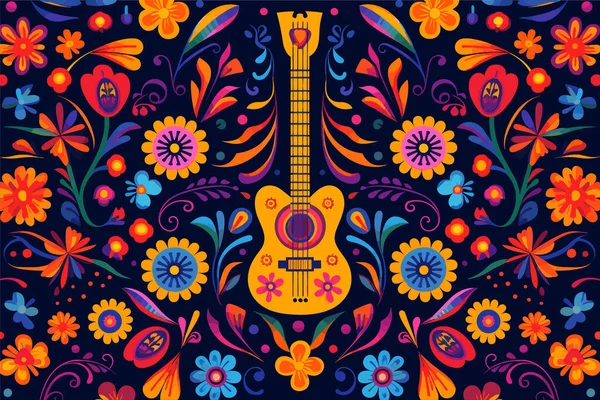 Fond Mexicain Coloré Dessin Plat Illustration Vectorielle — Image vectorielle