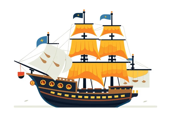 Ocean Voyage Explorando Indústria Marítima Navio Náutico Explore Barco Desenho —  Vetores de Stock