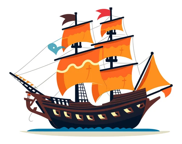 Ocean Voyage Exploring Maritime Industry Nautical Vessel Explore Cartoon Boat — Stockvektor