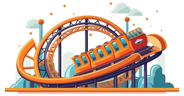 Roller Coaster Διανυσματική Απεικόνιση Απομονωμένο Φόντο — Διανυσματικό Αρχείο
