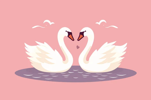 Dois Cisnes Formaram Ilustração Forma Amor Dois Cisnes Formaram Forma —  Vetores de Stock