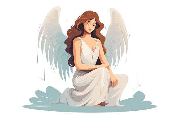 天使のオーラのイラストと美しい妖精 翼のイラストと天使 — ストックベクタ