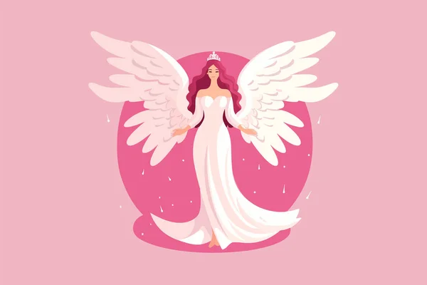 Mooie Fee Met Een Engelenachtige Aura Illustratie Engel Met Vleugels — Stockvector