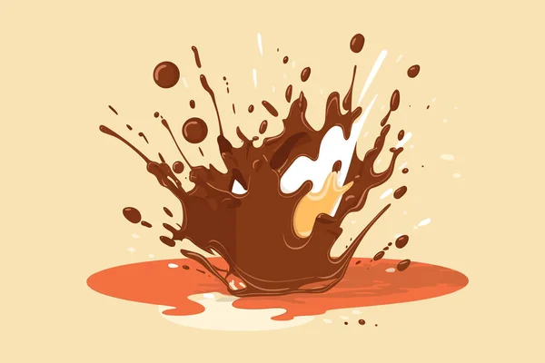 Salpicaduras Chocolate Ilustración Sobre Fondo Aislado — Vector de stock