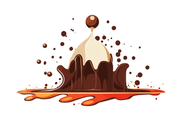 Salpicaduras Chocolate Ilustración Sobre Fondo Aislado — Vector de stock