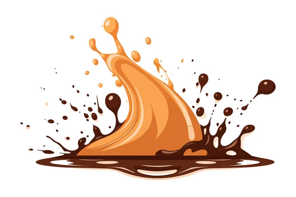 Csokoládé Fröccsenés Illusztráció Elszigetelt Háttér — Stock Vector