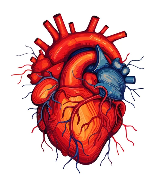Ilustração Vetor Cardíaco Humano Fundo Isolado — Vetor de Stock
