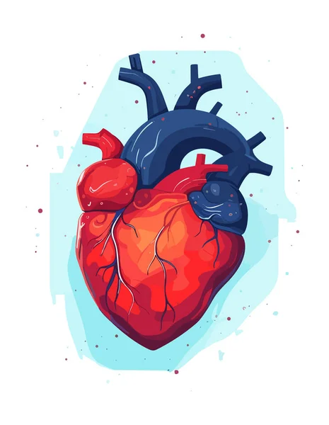 Illustrazione Vettoriale Cuore Umano Sfondo Isolato — Vettoriale Stock