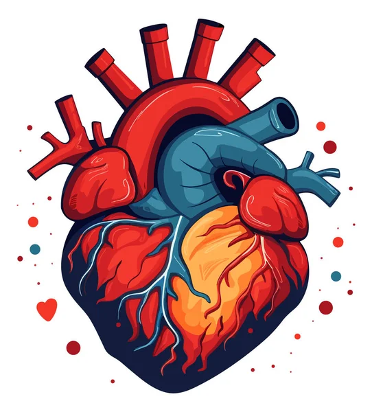 Ilustração Vetor Cardíaco Humano Fundo Isolado —  Vetores de Stock