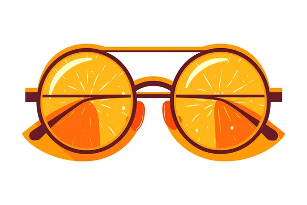 白色背景的新鲜柑橘类水果和时髦眼镜 配以橙子图解的眼镜 — 图库矢量图片